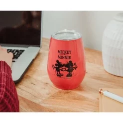 Silver Buffalo Disney Mickey & Minnie Stainless Steel Tumbler with Lid | Holds 10 Ounces