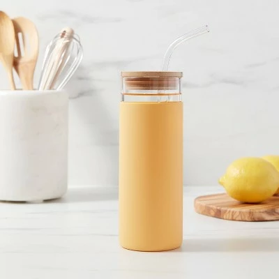16.9oz Glass Tumbler with Straw & Silicone Sleeve - Threshold™ Asparagus 3 16.9oz Glass Tumbler with Straw & Silicone Sleeve - Threshold™ Asparagus