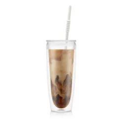 Bodum 24oz Pavina To Go Double Wall Plastic Tumbler with Lid and Straw