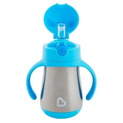 Munchkin Cool Cat Stainless Steel Straw Cup - 8oz Blue 3 Munchkin Cool Cat Stainless Steel Straw Cup - 8oz Blue