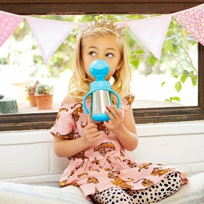 Munchkin Cool Cat Stainless Steel Straw Cup - 8oz Blue 4 Munchkin Cool Cat Stainless Steel Straw Cup - 8oz Blue - Image 2