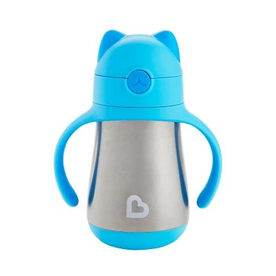 Munchkin Cool Cat Stainless Steel Straw Cup - 8oz Blue 7 Munchkin Cool Cat Stainless Steel Straw Cup - 8oz Blue - Image 5