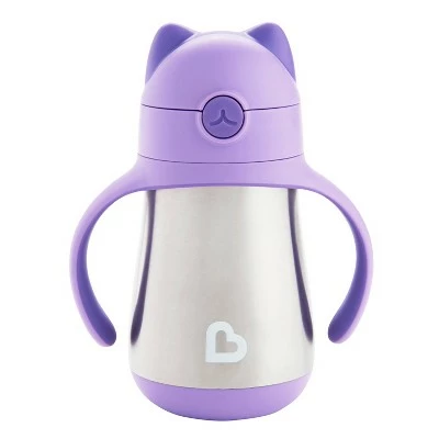 Munchkin Cool Cat Stainless Steel Straw Cup - 8oz Blue 8 Munchkin Cool Cat Stainless Steel Straw Cup - 8oz Blue - Image 6