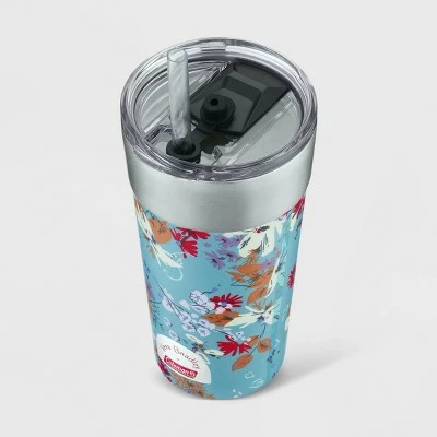 Vera Bradley + Coleman 20oz Brew Stainless Steel Vacuum Insulated Tumbler - Wildflowers Blue 4 Vera Bradley + Coleman 20oz Brew Stainless Steel Vacuum Insulated Tumbler - Wildflowers Blue - Image 2