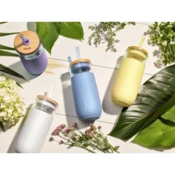 Ello Devon 18oz Glass Tumbler with Lid Purple -WATER BOTTLES Sales unnamed file 1273