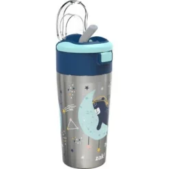 Zak Designs Double Wall Stainless Steel Straw Bottle - Moon Bear - 12oz -WATER BOTTLES Sales unnamed file 1377