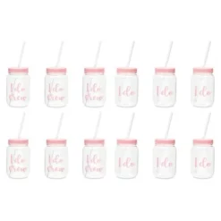 Blue Panda I Do Crew Plastic Mason Jars for Bachelorette Party, Bridal Shower, 12 Piece Set -WATER BOTTLES Sales unnamed file 1417