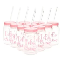 Blue Panda I Do Crew Plastic Mason Jars for Bachelorette Party, Bridal Shower, 12 Piece Set -WATER BOTTLES Sales unnamed file 1420