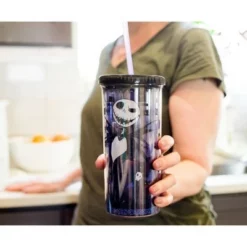 The Nightmare Before Christmas Silver Buffalo Nightmare Before Christmas Jack Skellington Carnival Cup With Straw | 20 Ounces -WATER BOTTLES Sales unnamed file 1423
