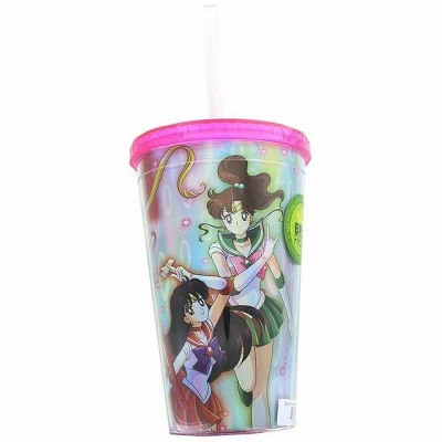 Just Funky Sailor Moon Cast Holographic Foil 16oz Carnival Cup w/ Straw & Lid 3 Just Funky Sailor Moon Cast Holographic Foil 16oz Carnival Cup w/ Straw & Lid