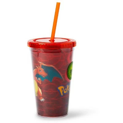 Pokemon Just Funky Pokémon Charizard Lenticular Plastic Tumbler Cup Lid & Straw | Holds 16 Ounces 4 Pokemon Just Funky Pokémon Charizard Lenticular Plastic Tumbler Cup Lid & Straw | Holds 16 Ounces - Image 2