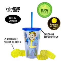 Just Funky Fallout Vault Boy 16oz Carnival Cup w/ Ice Cubes -WATER BOTTLES Sales unnamed file 1522