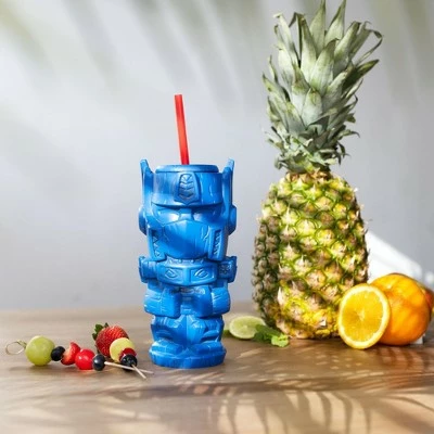 Beeline Creative Geeki Tikis Transformers Optimus Prime Plastic Tumbler with Straw | 26 Ounces 6 Beeline Creative Geeki Tikis Transformers Optimus Prime Plastic Tumbler with Straw | 26 Ounces - Image 4