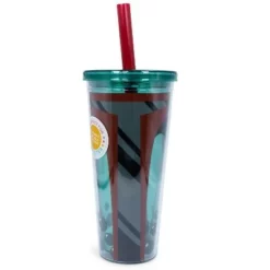 Silver Buffalo Star Wars Boba Fett Plastic Carnival Cup with Lid and Straw | 24 Ounces