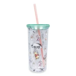 Silver Buffalo Disney Winnie the Pooh Character Toss Acrylic Carnival Cup with Lid and Straw