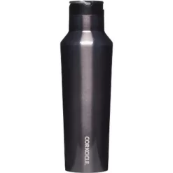 Corkcicle Luxe 20 Ounce Sport Canteen Triple Insulated Stainless Steel Water Bottle with Straw Cap and Folding Metal Handle, Gunmetal