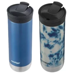 Contigo Huron 2.0 Stainless Steel Travel Mug with SNAPSEAL Lid 2-Pack Blue Corn/acid Wash