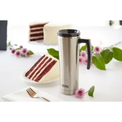 Thermos 16 oz Sipp Insulated Stainless Steel Travel Mug w/ Handle - Silver/Black -WATER BOTTLES Sales unnamed file 2156