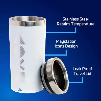 Paladone Products Ltd. PlayStation PS5 15 Ounce Stainless Steel Travel Mug 3 Paladone Products Ltd. PlayStation PS5 15 Ounce Stainless Steel Travel Mug