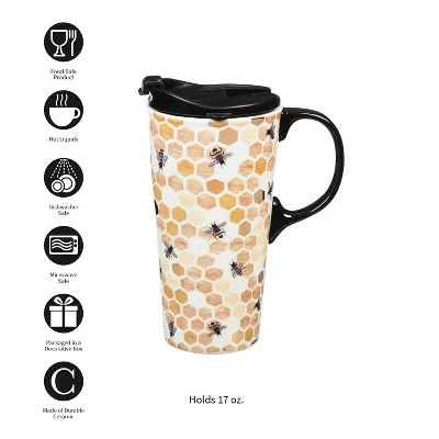 Evergreen Ceramic Travel Cup w/box, 17 OZ., Happy to bee home 4 Evergreen Ceramic Travel Cup w/box, 17 OZ., Happy to bee home - Image 2