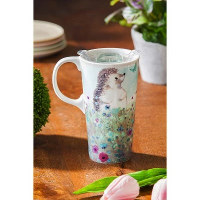 Evergreen Ceramic Travel Cup, 17 OZ. ,w/box and Tritan Lid, Headgehog in the meadow 8 Evergreen Ceramic Travel Cup, 17 OZ. ,w/box and Tritan Lid, Headgehog in the meadow - Image 6