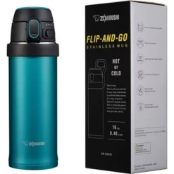 Zojirushi 16oz Flip-and-Go Stainless Steel Travel Mug SM-QHE48 - Teal -WATER BOTTLES Sales unnamed file 2323