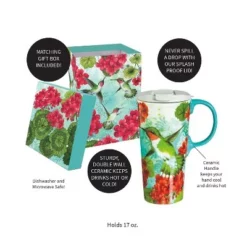Evergreen Hummingbird Trio Ceramic Travel Coffee Mug, 17 ounces -WATER BOTTLES Sales unnamed file 2433