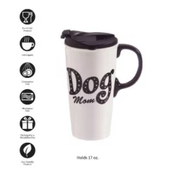Evergreen Ceramic Travel Cup w/Box, 17 oz., Dog Mom -WATER BOTTLES Sales unnamed file 2513