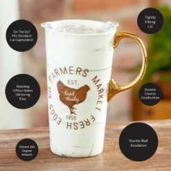 Evergreen Ceramic Travel Cup w/box and Triton Lid, 17 OZ., Farmers Market -WATER BOTTLES Sales unnamed file 2565