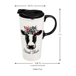 Evergreen Ceramic Travel Cup, 17 OZ. ,w/box, Herd That