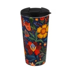 Evergreen Ceramic Travel Cup, 17 OZ. ,w/box, Folky Fun -WATER BOTTLES Sales unnamed file 2585