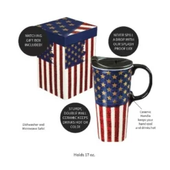 Evergreen Beautiful Liberty Ceramic Travel Cup with Lid - 5 x 4 x 7 Inches -WATER BOTTLES Sales unnamed file 2590