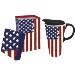 Evergreen Beautiful Liberty Ceramic Travel Cup with Lid - 5 x 4 x 7 Inches -WATER BOTTLES Sales unnamed file 2592