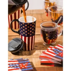 Evergreen Beautiful Liberty Ceramic Travel Cup with Lid - 5 x 4 x 7 Inches -WATER BOTTLES Sales unnamed file 2593