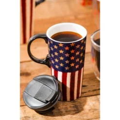 Evergreen Beautiful Liberty Ceramic Travel Cup with Lid - 5 x 4 x 7 Inches -WATER BOTTLES Sales unnamed file 2595