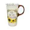 Evergreen Ceramic Travel Cup, 17 OZ.,w/box and Tritan Lid, You are my Sunshine -WATER BOTTLES Sales unnamed file 2604