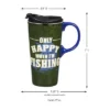 Evergreen Beautiful Only Happy When I'm Fishing Ceramic Travel Cup with Lid - 5 x 4 x 7 Inches -WATER BOTTLES Sales unnamed file 2606