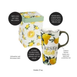 Evergreen Flag Ceramic Travel Cup, 17 OZ. ,w/box and Tritan Lid, Lemon Drop Collection -WATER BOTTLES Sales unnamed file 2639