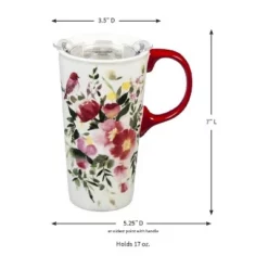 Evergreen Flag Ceramic Travel Cup, 17 OZ. ,w/box and Tritan Lid, Happy Life