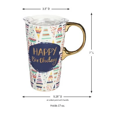 Evergreen Beautiful Birthday Confetti Ceramic Travel Cup with Lid - 5 x 4 x 7 Inches 3 Evergreen Beautiful Birthday Confetti Ceramic Travel Cup with Lid - 5 x 4 x 7 Inches