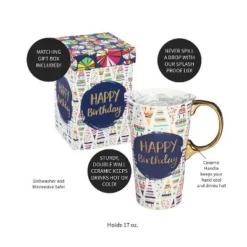 Evergreen Beautiful Birthday Confetti Ceramic Travel Cup with Lid - 5 x 4 x 7 Inches 12 Evergreen Beautiful Birthday Confetti Ceramic Travel Cup with Lid - 5 x 4 x 7 Inches -WATER BOTTLES Sales unnamed file 2709