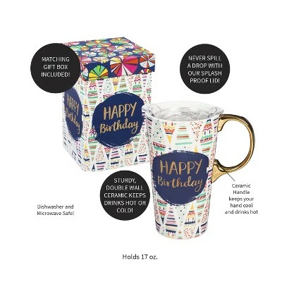 Evergreen Beautiful Birthday Confetti Ceramic Travel Cup with Lid - 5 x 4 x 7 Inches 5 Evergreen Beautiful Birthday Confetti Ceramic Travel Cup with Lid - 5 x 4 x 7 Inches - Image 3