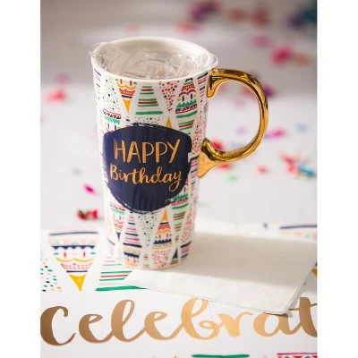 Evergreen Beautiful Birthday Confetti Ceramic Travel Cup with Lid - 5 x 4 x 7 Inches 7 Evergreen Beautiful Birthday Confetti Ceramic Travel Cup with Lid - 5 x 4 x 7 Inches - Image 5