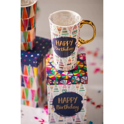 Evergreen Beautiful Birthday Confetti Ceramic Travel Cup with Lid - 5 x 4 x 7 Inches 10 Evergreen Beautiful Birthday Confetti Ceramic Travel Cup with Lid - 5 x 4 x 7 Inches - Image 8