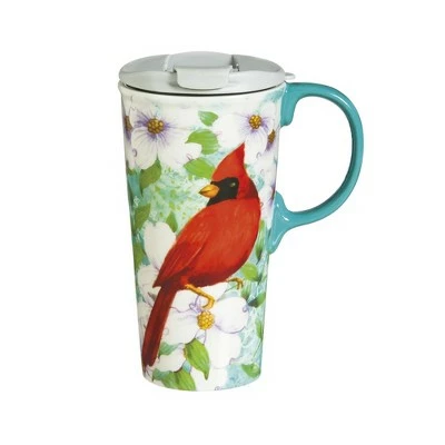 Evergreen Cardinal Trio Ceramic Travel Coffee Mug, 17 ounces 3 Evergreen Cardinal Trio Ceramic Travel Coffee Mug, 17 ounces