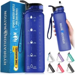 Hydration Nation Water Bottle With Time Marker 32 oz -WATER BOTTLES Sales unnamed file 3607