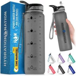 Hydration Nation Water Bottle With Time Marker 32 oz -WATER BOTTLES Sales unnamed file 3608