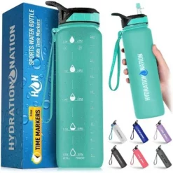 Hydration Nation Water Bottle With Time Marker 32 oz -WATER BOTTLES Sales unnamed file 3609