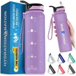 Hydration Nation Water Bottle With Time Marker 32 oz -WATER BOTTLES Sales unnamed file 3611