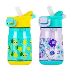Reduce 14oz 2pk Plastic Hydrate Tritan Water Bottles Sun's Out And Purple Flowers